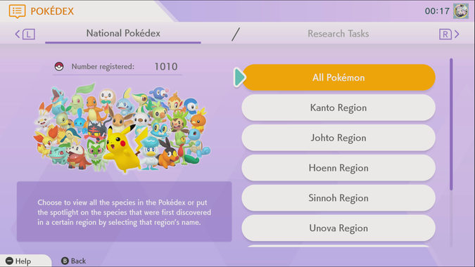 A screenshot of the Pokédex page of Pokémon Home. It has 1,010 registered Pokémon, the maximum amount at the time.